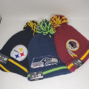 NWT New Era NFL Women Knit Sequin Logo Pom Beanie - 3 team available